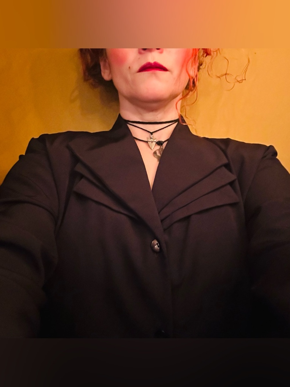 Vintage 1980s Black Rayon Triple Collared Careercore Blouse sz L